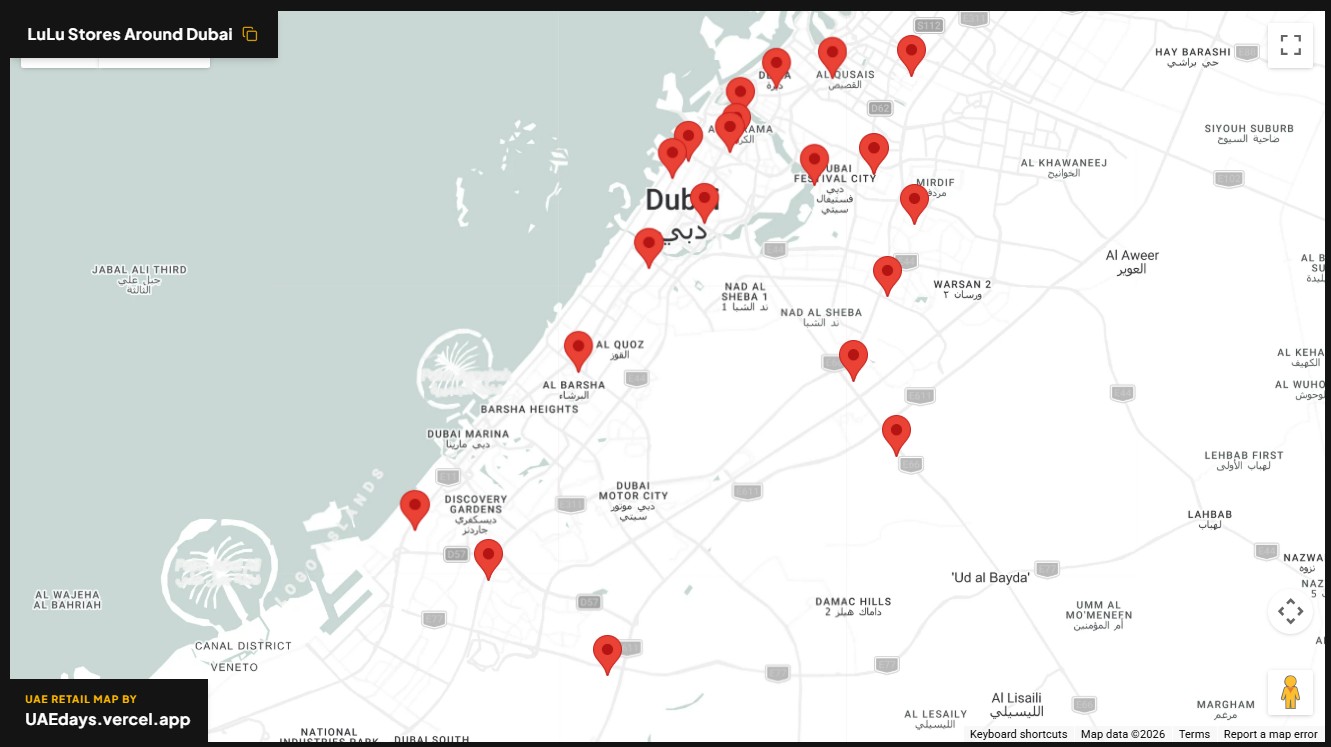 LuLu Hypermarket store distribution across Dubai